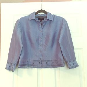 Ann Taylor Blue Silk Blouse